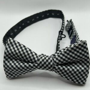 Stafford Black and White Checkered Bow Tie